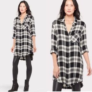 Black and White Plaid Tunic Shirt